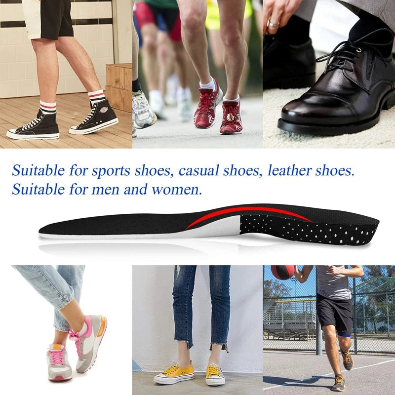 Palmilhas ortopédicas para homens e mulheres, almofada de espuma de memória, palmilha de gel, suporte de arco de silicone, almofada de sapato esportivo, inserção macia para corrida